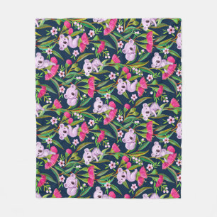 Schattige Koala's Bleek Lila op Roze Eucalyptus Bl Fleece Deken