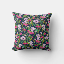 Schattige Koala's Bleek Lila op Roze Eucalyptus Bl Kussen