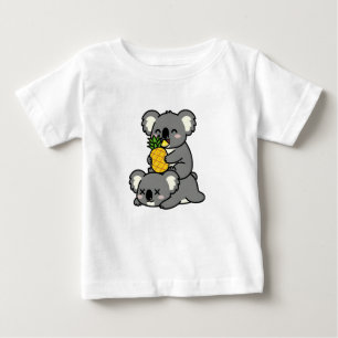 Schattige Koala's die Ananas eten Cartoon Ontwerp