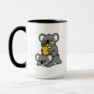 Schattige Koala's die Ananas Eten Cartoon Ontwerp Mok