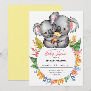 Schattige Koalas Wildflower Baby shower Kaart