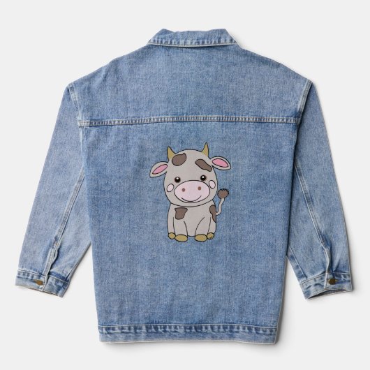 Schattige koe, denim jacket (Achterkant)