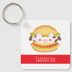 Schattige Koe hamburger Sleutelhanger