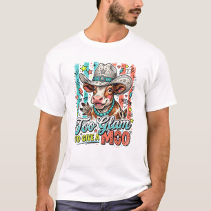 Schattige Koe in Cowboyhoed Vintage T-shirt