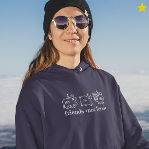 Schattige Koe Kip Varken Doodle Vegan Vegetariër Hoodie