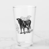 Schattige  koe Landglas Glas (Achterkant)