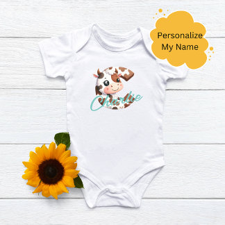 Schattige Koe Letter C Baby Outfit met aangepaste Romper