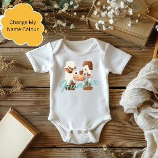 Schattige Koe Letter H Baby Outfit met aangepaste Romper
