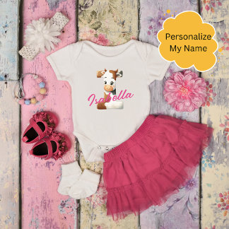 Schattige Koe Letter I Baby Outfit met aangepaste Romper