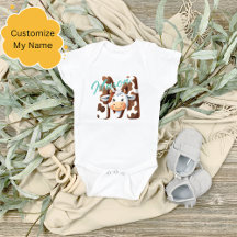 Schattige Koe Letter M Baby Outfit met aangepaste
