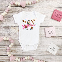 Schattige Koe Letter W Baby Outfit met aangepaste