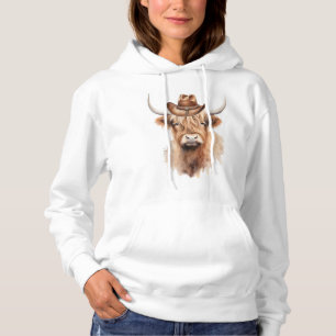 schattige koe met een hoed hoodie