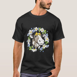 Schattige Koe Met Gele Strik Koe Voor Vrouwen T-shirt