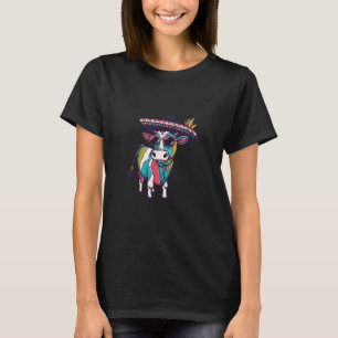 Schattige Koe Met Sombrero Feestvakantie T-shirt