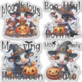 Schattige Koe met Spooky Pumpkins Sticker Sheet (Voorkant)