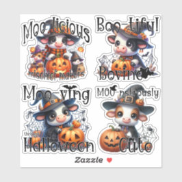Schattige Koe met Spooky Pumpkins Sticker Sheet