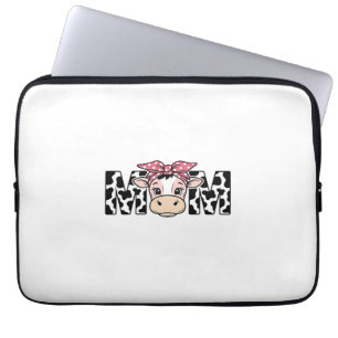 Schattige Koe Moeder Boog Grafisch Ontwerp_1 Laptop Sleeve