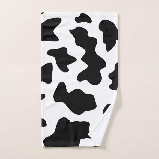 schattige koe op zwarte en witte boerderij bad handdoek (Handdoek)