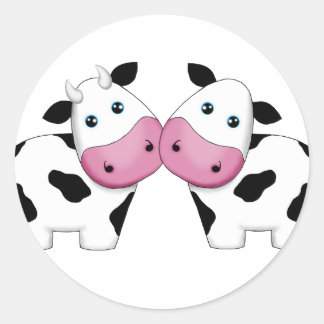 Schattige Koe Paar Ronde Sticker