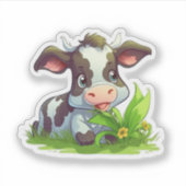 Schattige Koe Sticker (Voorkant)
