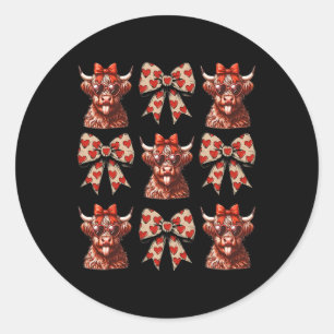 Schattige Koe Valentijn Coquette Strik Cowgirl Wes Ronde Sticker