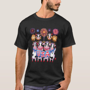 Schattige koeien 4 juli vuurwerk VS Amerikaanse vl T-shirt
