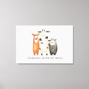 Schattige koeien hangen met mijn vrienden canvas afdruk