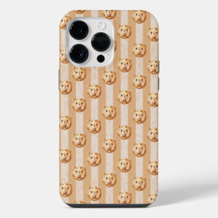 Schattige koekje-chip teddybeer en streep iPhone 14 pro max hoesje