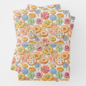 Schattige koekjesfeest tegelpatroon inpakpapier vel (In situ)