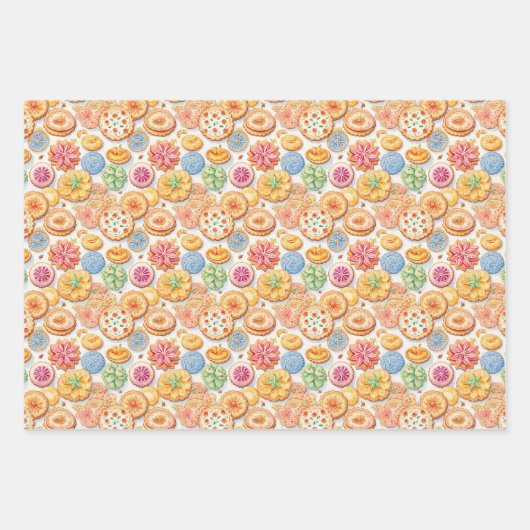 Schattige koekjesfeest tegelpatroon inpakpapier vel (Voorkant)