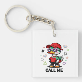Schattige Koele Eend Draagt Zonnebril Grappige Car Sleutelhanger