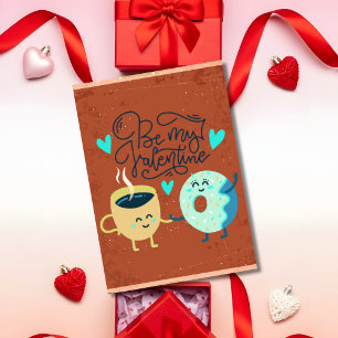 Schattige koffie & donut, wees mijn Valentijn Feestdagen Kaart