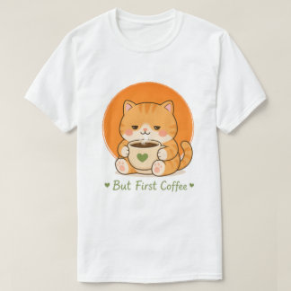 Schattige Koffie Kat – Kawaii Kat Maar Eerst Koffi T-shirt