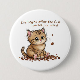 Schattige Koffie-Loving Kitten Button