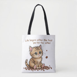 Schattige Koffie-Loving Kitten Canvas tas