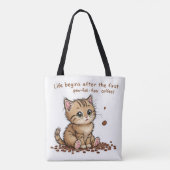 Schattige Koffie-Loving Kitten Canvas tas (Achterkant)