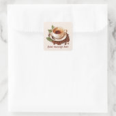 Schattige koffiefeestje vierkante sticker (Tas)