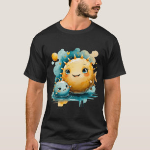 Schattige Kogelvis Moeder en Baby met Ballon Water T-shirt