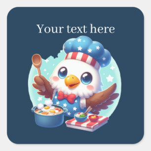 Schattige koken Eagle aanpasbaar Vierkante Sticker