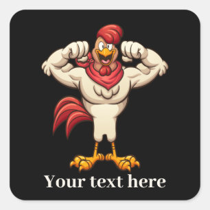 Schattige koken haan toevoegen tekst Vierkante Sti Sticker