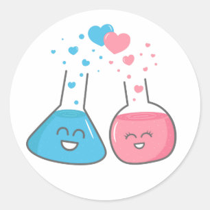 Schattige kolven verliefd, we hebben scheikunde ronde sticker