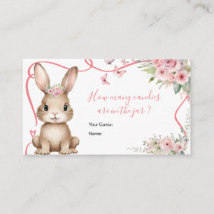 Schattige Konijn Baby Shower Meisje Hoeveel Snoepj Informatiekaartje