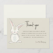 Schattige Konijn Beige Baby shower Dank u Kaart (Voorkant / Achterkant)