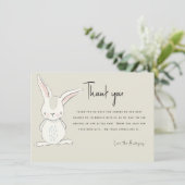 Schattige Konijn Beige Baby shower Dank u Kaart (Staand voorkant)