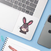 Schattige Konijn Cartoon Karakter Sticker (Laptop met iPhone)