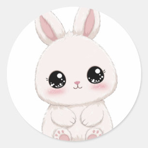 Schattige Konijn Cartoon - Kinderen & Dierenliefhe Ronde Sticker
