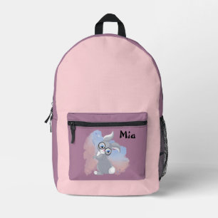 Schattige Konijn en een Gepersonaliseerde Bril Bedrukte Rugzak