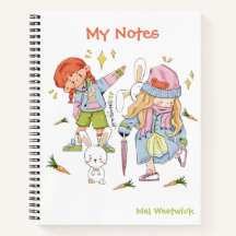 Schattige konijn en meisjes Mijn notities BEWERKBA