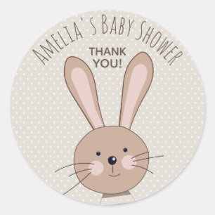 Schattige konijn en Stippen Baby shower Ronde Sticker