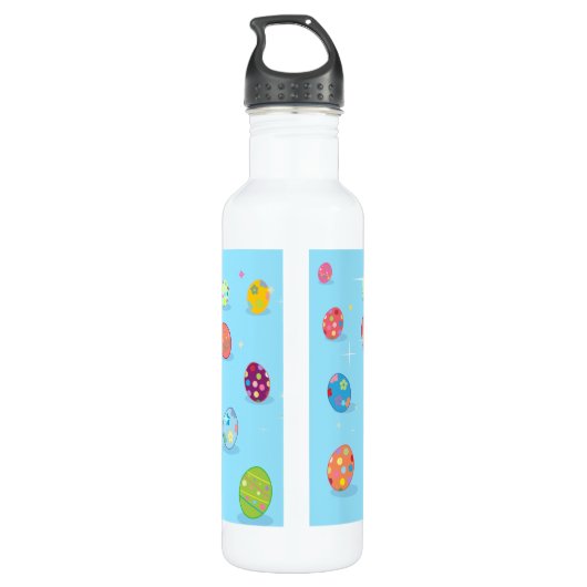 Schattige konijn Happy Easter Eggs Hunt Party Spri Waterfles (Achterkant)
